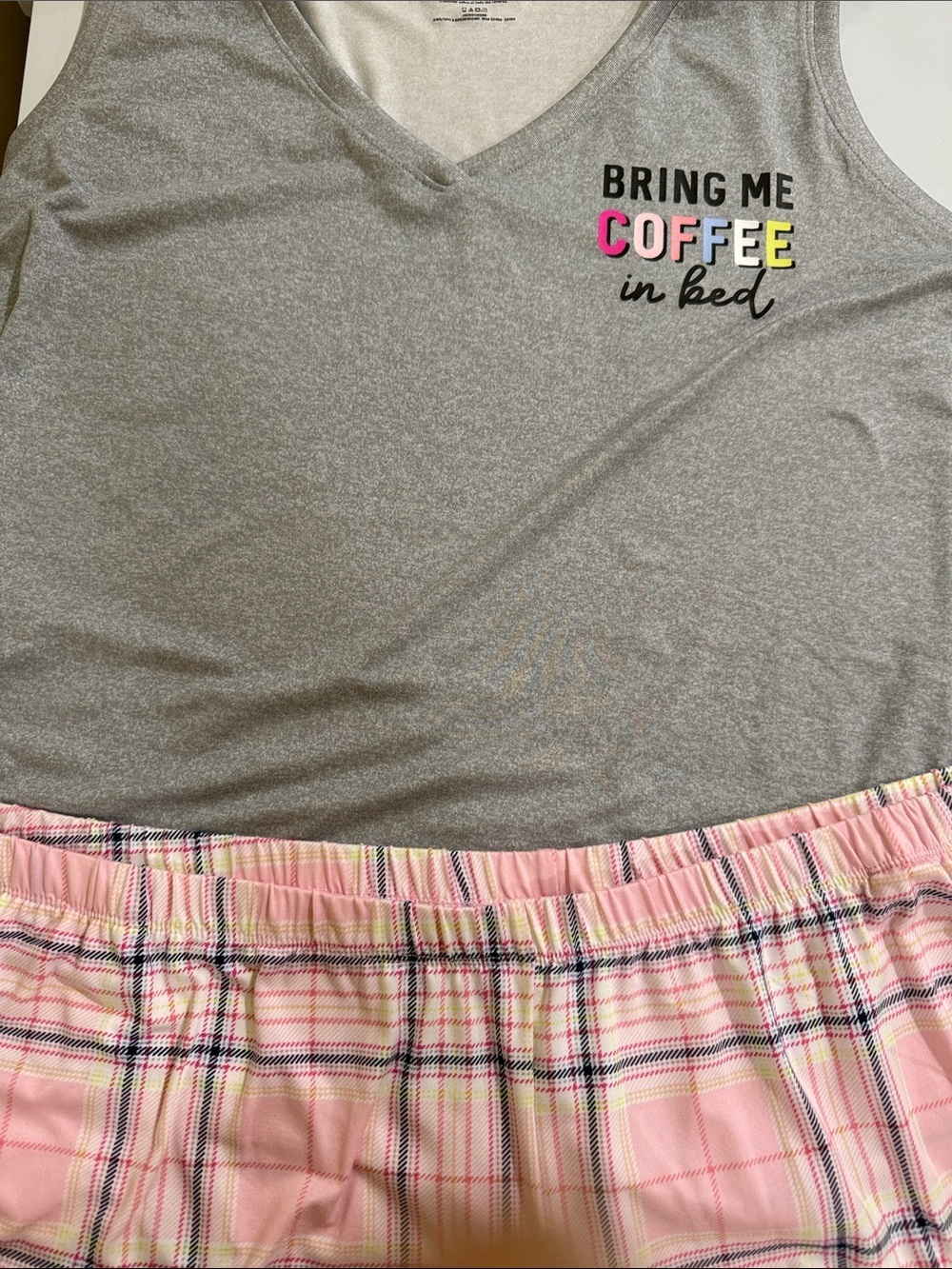 Cozy Pink Plaid Lounge 2 piece set Shorty and a Top - Women's Sleepwear 2XL